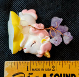 Sleepy Unicorn on Yellow Cloud w/Wire Wrapped Amethyst Crystal Tree Figuring 💛☁️💤🦄🩷