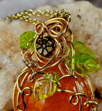 Hand Made Wire Wrapped Resin Pumpkin Necklace 📿✨🎃