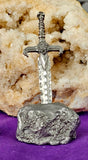 Vintage Antique Pewter King Arthur Excalibur Sword in Stone Figurine ✨⚔️🗡️🤺🪨🩶
