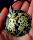 Mexican Dancers Pin Necklace w/Abalone Shell Fragments 📿✨🇲🇽💃🕺🐚