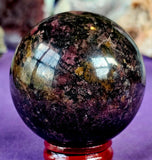 Rhodonite Crystal Sphere 🖤🔮🩷🧡✨