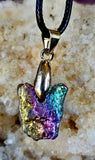 Rainbow Titanium Bismuth Crystal Kitty Cat Necklace ✨🐾🐈📿🌈