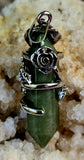 Assorted Crystal Double Terminated Silver Rose Necklace 📿💚💜💛🌹