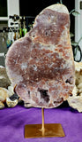 XXL MASSIVE Pink Amethyst Crystal Slab on Gold Metal Custom Display Stand 😍🤯🩷🌸⚜️🌟