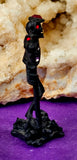 Vintage Antique Pewter Black Skeleton Dragon Staff Figurine 💀🪾🧙‍♂️🖤🩸