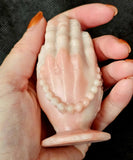Pink Opal Crystal Praying Hands w/Prayer Beads 📿🙏🩷