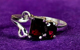 Sterling Silver 925 Round & Tiffany Cut Garnet Gemstone Ring 💍✨💎❤️🍒🌹