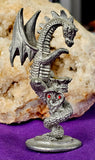 Vintage Antique Pewter Dragon Figurine w/Missing Crystal Ball 🔮✨🐲🐉🩶
