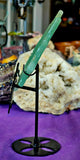Green Aventurine Crystal Web on Black Metal Spider Display Stand 🕷️🕸️💚