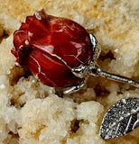 Red Jasper Crystal Rose w/Silver Metal Stem🌹✨💎❤️