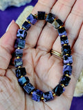 Cubic Shaped Charoite Crystal Stretch Bracelet 📿✨💜🤩🤯🖤
