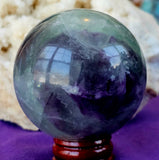 Snowflake Fluorite Crystal Sphere #2 💚❄️🔮💜🌨️