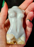 White Banded Agate Crystal Female Torso Carving 🤍✨🤩♀️🐻‍❄️