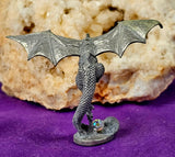 Antique Vintage Pewter Soaring w/Crystal Ball  🔮✨💜🐲🐉