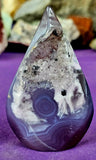 Dyed Purple Agate Crystal Tear Shaped Freeform w/Druzy 🤯✨💜💧💎😍