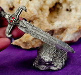 Vintage Antique Pewter King Arthur Excalibur Sword in Stone Figurine ✨⚔️🗡️🤺🪨🩶