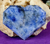 ✨RARE✨ LG. Dumortierite Crystal Faceted Heart 🤍✨😍🤯💙💠