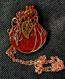 LG. Handmade Wire Wrapped Red Agate Crystal Pumpkin Necklace 📿✨🎃♥️🍒