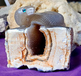 LG. Purple Agate Crystal Druzy Snake on Rock Carving 🐍🤯✨💥🤩🪨