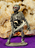 Vintage Antique Pewter Skeleton Warrior Figurine w/Red Eyes 💀🦴❤️⚔️🗡️