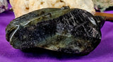 LG. Rainbow Flash Labradorite Crystal Lizard Basking on Rock Carving #1 🦎🩶🌈🪨✨🤩