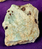 Raw Pegmatite, Amazonite, w/Garnet Inclusions Mineral Specimen ✨🤩🤯🤍🩵♥️