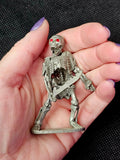Vintage Antique Pewter Skeleton Warrior Figurine w/Red Eyes 💀🦴❤️⚔️🗡️