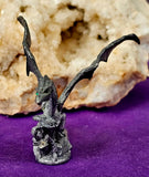 Vintage Antique Pewter Dragon Figurine w/Green Eyes 💚🐉🐲✨🩶🗡️