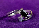 925 Sterling Silver Ring w/Rectangular Cut Ruby & Round White Sapphire Gemstones ❤️✨🩷💍🤩