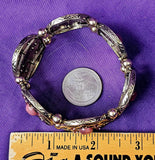 Lab Created Rhodonite, pink sapphire, and Citrine Crystal Silver Stretch Bracelet 📿🩷✨⚜️