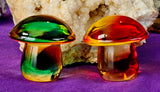 LG. Glass Blown 'Crystal' Mushroom 💚❤️🍄🍄🍄🧡💛