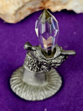 Antique Vintage Pewter Spoontiques M1645 Arm Holding Crystal Sword w/Red Gemstone Ring