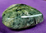 Prehnite w/Black Tourmaline & Vugs Crystal Puffy Heart 💚✨🤩🖤