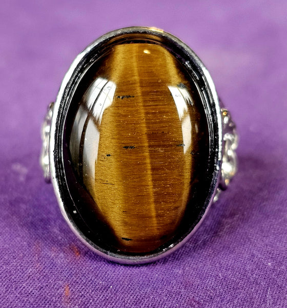 Silver Tiger's Eye Crystal Ring 💍🐯🐅⚜️
