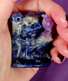 Sodalite Kitty Grim Reaper w/Lepidolite Crystal Raven Figurine 😍🐦‍⬛✨🥹🐈💀