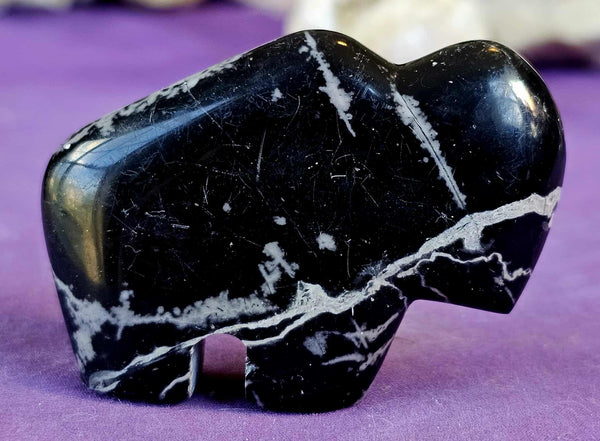 Black Onyx Crystal Buffalo Crystal Carving 🦬✨🖤🤍🐃