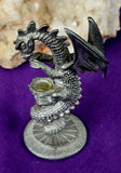 Vintage Antique Pewter Dragon Figurine w/Missing Crystal Ball 🔮✨🐲🐉🩶