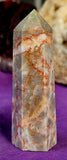 Red Veined Jasper Crystal Tower w/Gold Etched Moons & Stars ✨🌙♥️🍒