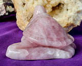 MD-LG. Rose Quartz Crystal Turtle on Rock Carving ✨🩷🌹🐢🪨