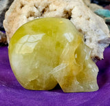 LG. Yellow Banded Fluorite Crystal Skull ☠️💀🟡💛