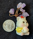 Kitty Holding Dumpling w/Wire Wrapped Amethyst Crystal Tree 🐈🧧🥟🌳💜