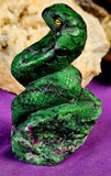 LG. Zoisite & Ruby Cobra Snake Posing on Rock 🪨🐍💚🪷🩷❤️