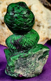 LG. Zoisite & Ruby Cobra Snake Posing on Rock 🪨🐍💚🪷🩷❤️