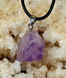 Raw Amethyst Crystal Necklace on Black Adjustable Rope Cord 💜📿☪️