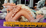 XL Peach Calcite Crystal Asian Themed Dragon Statue ✨ 🤩 🤯 🐲🐉🧡🍑