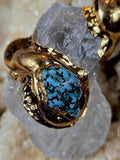 Raw Clear Quartz w/Turquoise Crystal Gold Wrapped Necklace 📿✨🩵🪨🤍