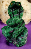 LG. Zoisite & Ruby Cobra Snake Posing on Rock 🪨🐍💚🪷🩷❤️
