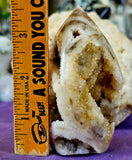 White Raw Polished Sphalerite Crystal Freeform w/Druzies ✨🤍🖤💎