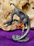 Antique Vintage Pewter Soaring w/Crystal Ball  🔮✨💜🐲🐉