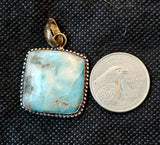 Larimar Crystal Square Shaped Silver Necklace 📿✨💎🌊